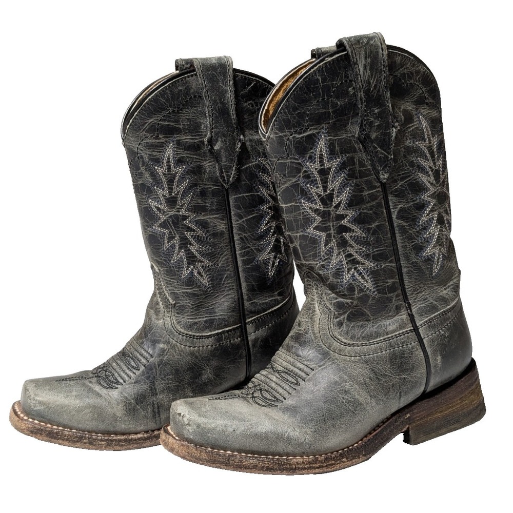 Corral Western Leather Cowboy Boots Gray - Boys Size 9‎ 1/2